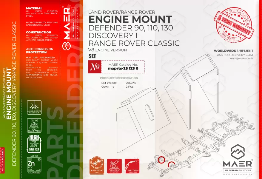 Land Rover/Discovery I/Range Rover Classic V8 ENGINE MOUNT set
