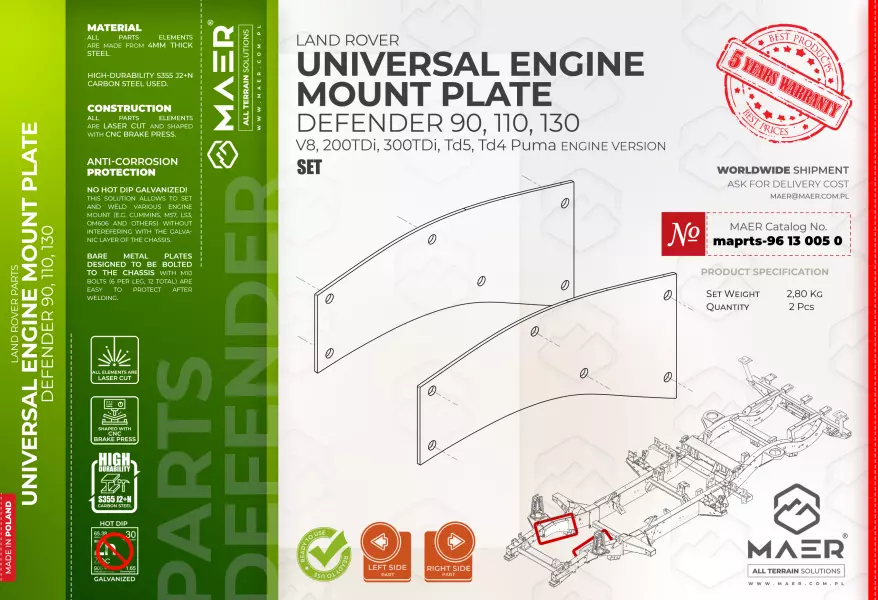 Land Rover Defender UNIVERSAL ENGINE MOUNT PLATE