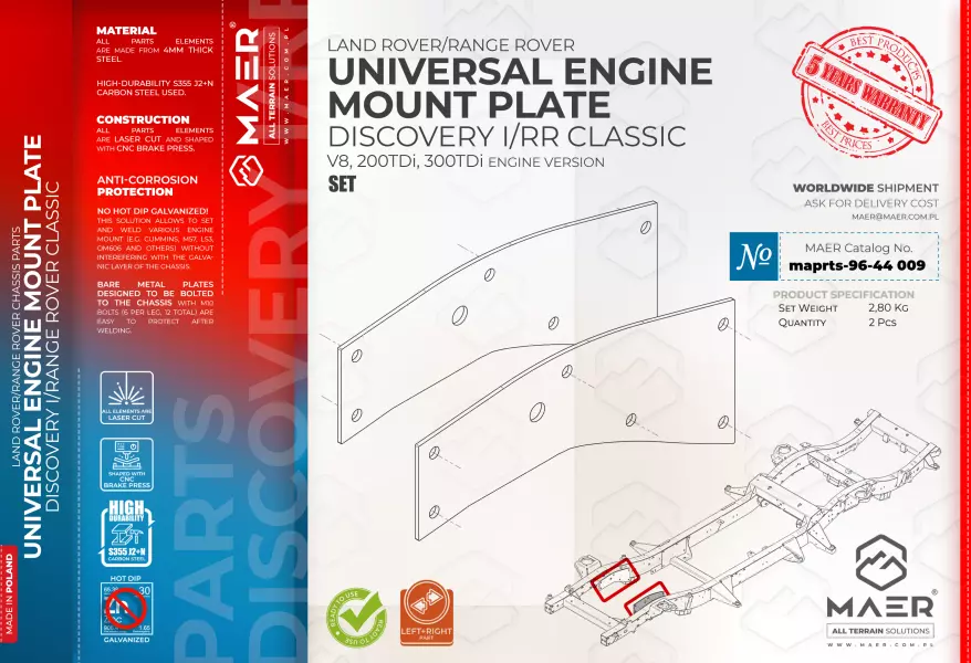Land Rover Discovery I/Range Rover Classic UNIVERSAL ENGINE MOUNT PLATE