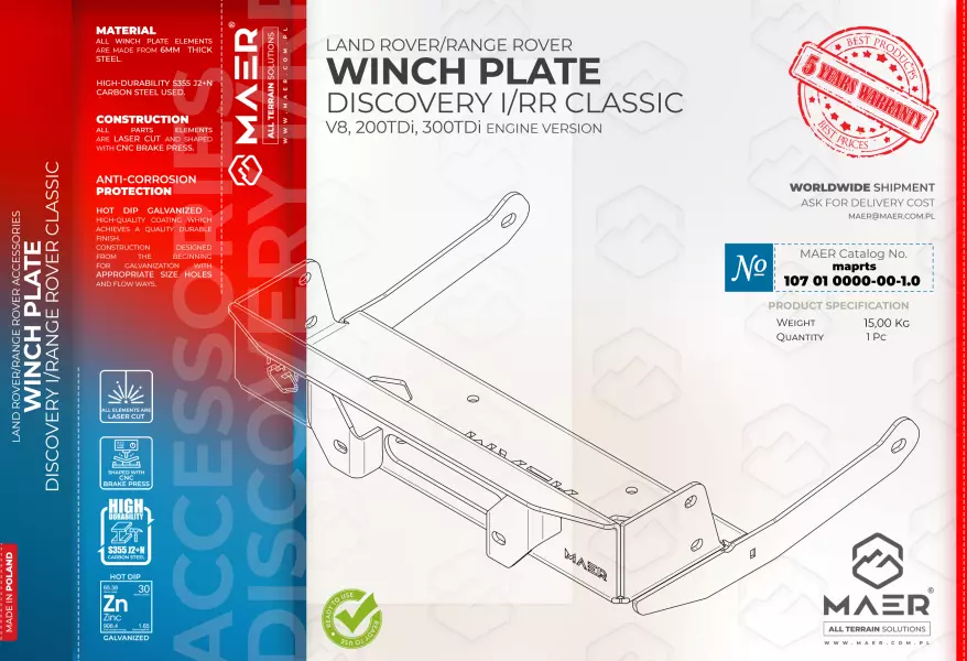 Land Rover Discovery I / Range Rover Classic WINCH PLATE