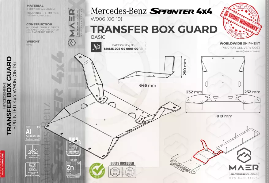 Mercedes Sprinter 4x4 TRANSFER BOX GUARD 