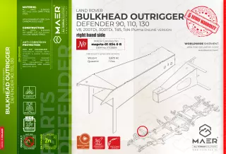 Land Rover Defender  90, 110, 130  V8, 200 TDi, 300 TDi, Td5, Td4 Puma BULKHEAD OUTRIGGER  right