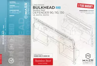 Land Rover Defender 90, 110, 130 - V8, 200TDi, 300TDi RHD STAINLESS bulkhead 