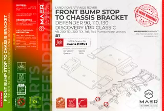 Land Rover DEFENDER 90, 110, 130  DISCOVERY I/RRC V8, 200 TDi, 300 TDi, Td5, Td4 Puma GALVANISED FRONT BUMP STOP
TO CHASSIS BRACKET set