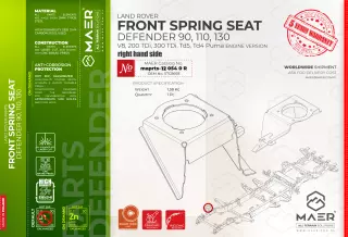 Land Rover Defender  90, 110, 130  V8, 200TDi, 300TDi, Td5, Td4 Puma FRONT SPRING SEAT right