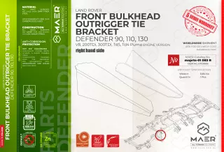 Land Rover Defender  90, 110, 130  V8, 200 TDi, 300 TDi, Td5, Td4 Puma FRONT BULKHEAD OUTRIGGER TIE BRACKET right